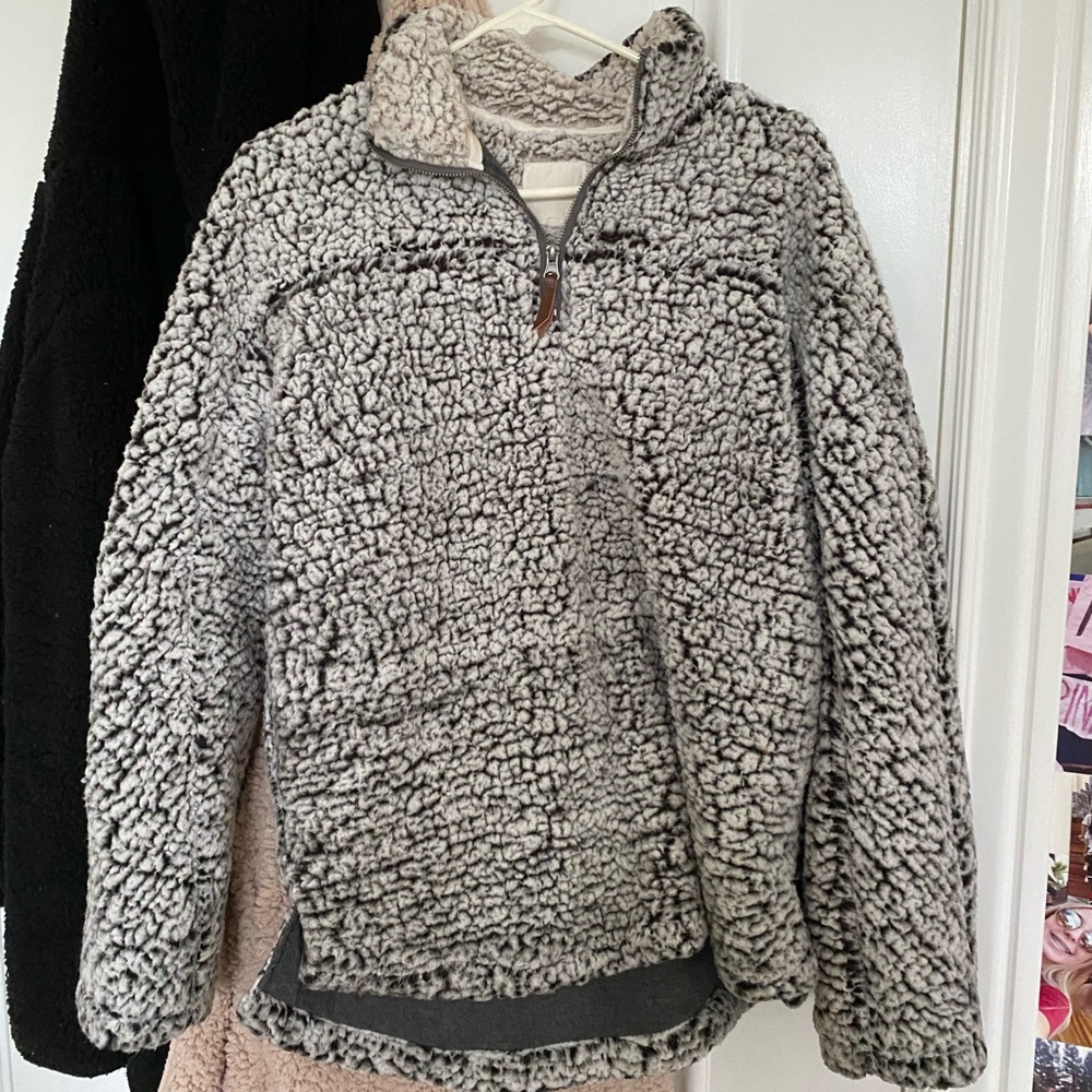 grey and white sherpa